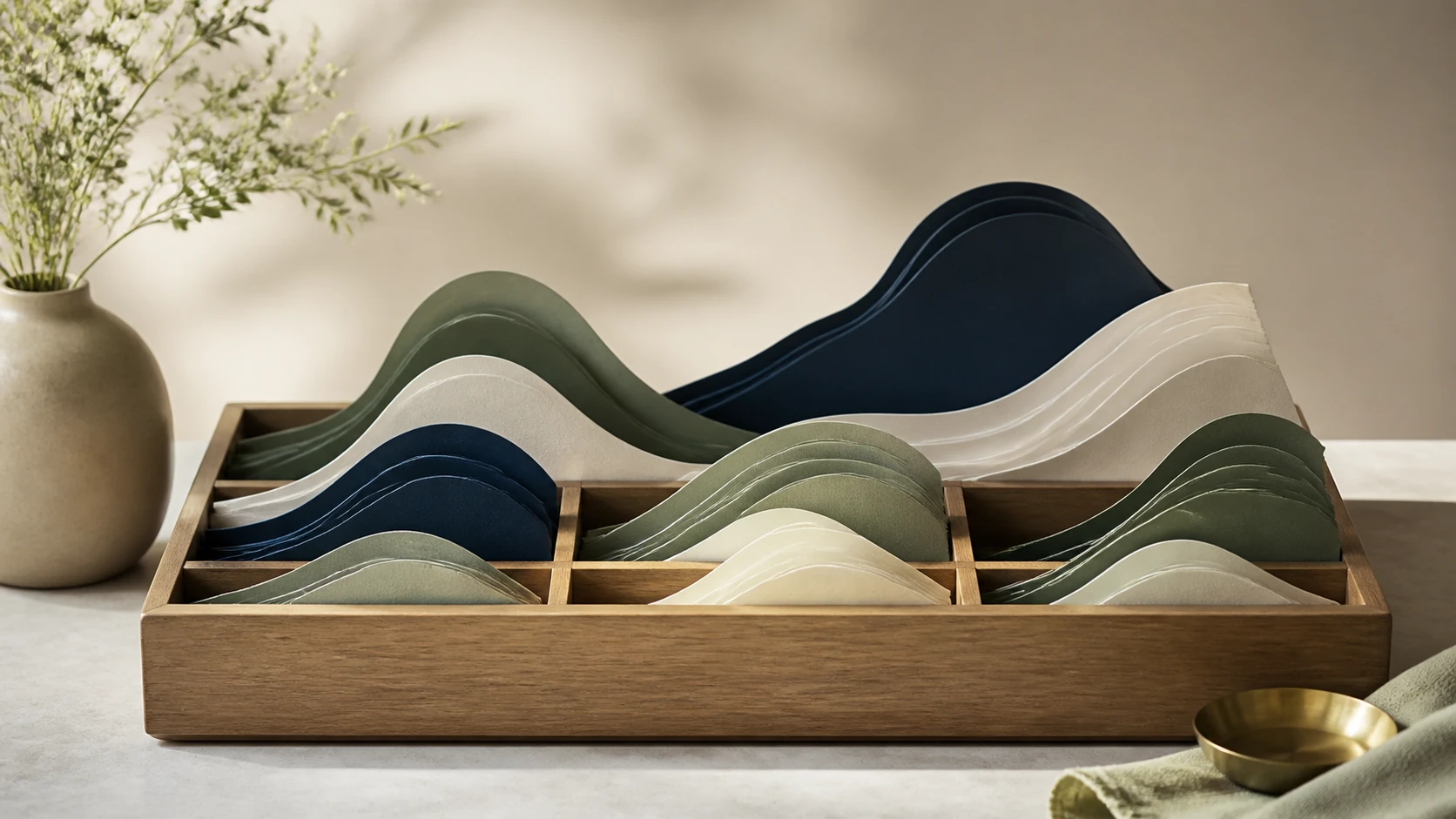 Varied paper waves organized into compartments to suggest planning for irregular income.
